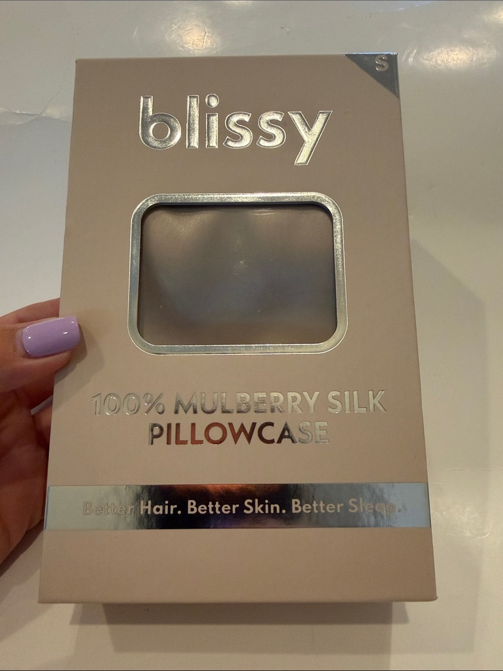 NWT Blissy 100% Mulberry Silk Pillowcase Standard 20”x26” Natural Beige- Single